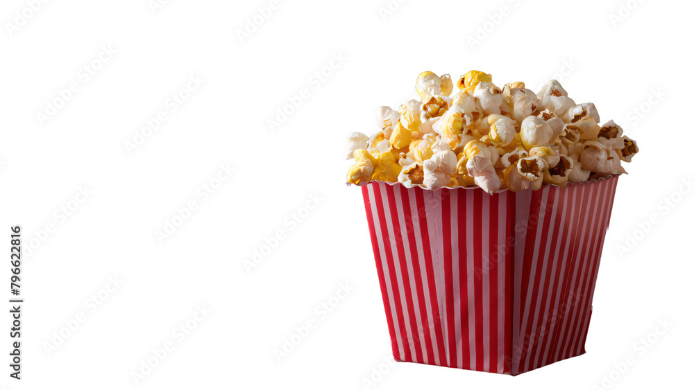 Popcorn movie box, snack background mockup isolated transparent background Popcorn movie box, snack background mockup isolated transparent background