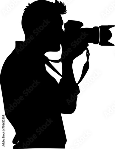 Vector silhouette of a photographer with a DSLR camera, perfect for media, event, and journalism designs