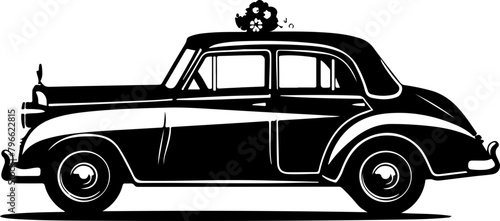 Vintage Wedding Car Vector Icon