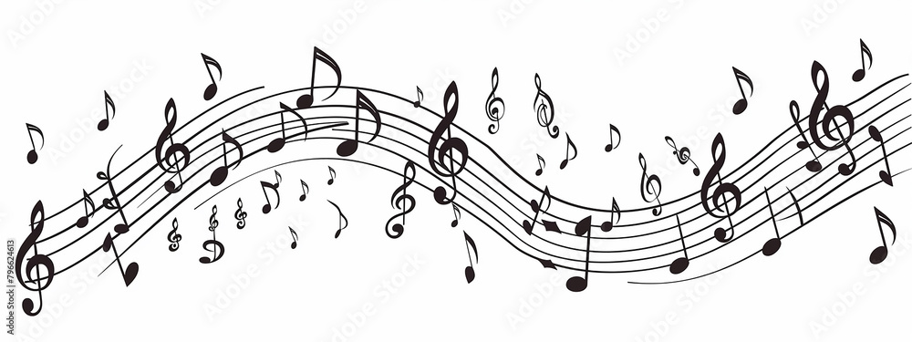 musical notes on a white background. musical concept, art sound element black background isolate musical notes on a white background. musical concept, art sound element black background isolate