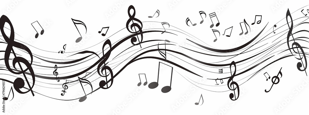 musical notes on a white background. musical concept, art sound element black background isolate musical notes on a white background. musical concept, art sound element black background isolate