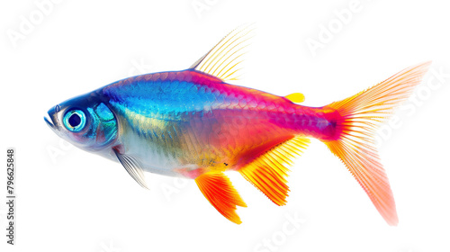 Exotic fish, neon tetra isolated on white background photo