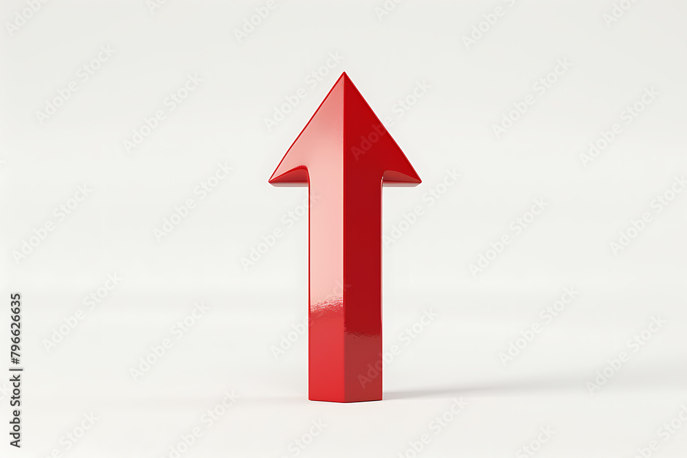 A vibrant red arrow pointing upwards, isolated on a crisp white background, symbolizing growth, success, and progress. A vibrant red arrow pointing upwards, isolated on a crisp white background, symbolizing growth, success, and progress.