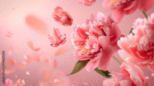 Spring blossom background  Beautiful nature scene with blooming tree and sun flare  Gorgeous delicate pink peonies  blooming tender natural background  lovely spring composition