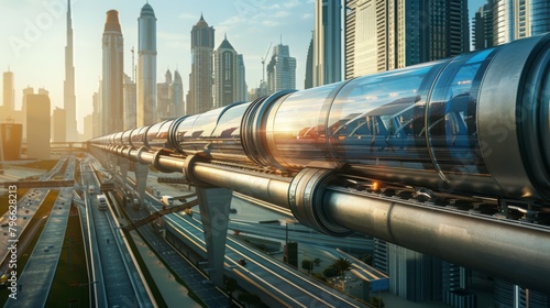 The future of transportation is here. The Hyperloop is a new type of train that travels at over 600 miles per hour. photo