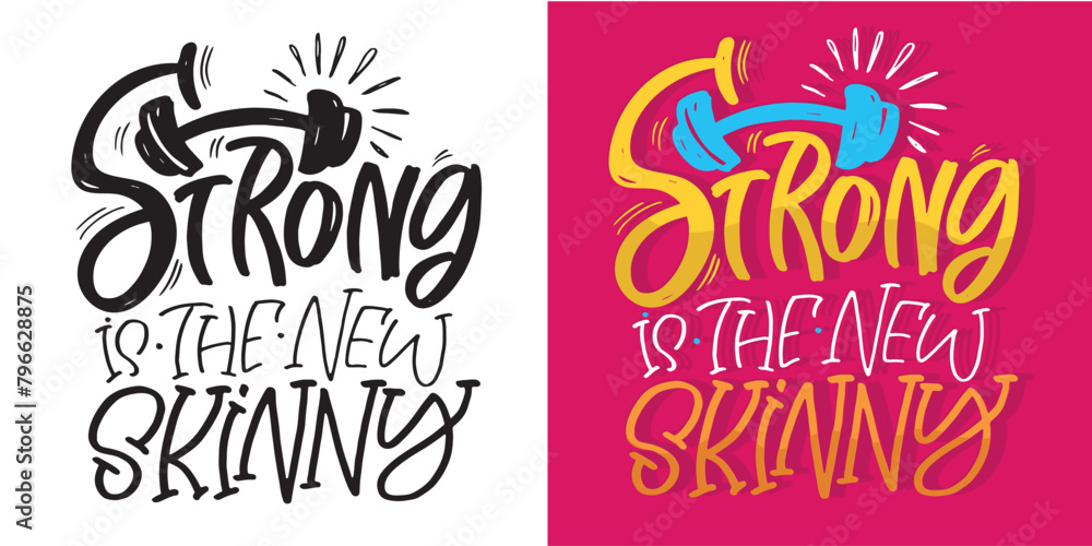 Cute hand drawn doodle lettering quote about gym. T-shirt design, mug print.