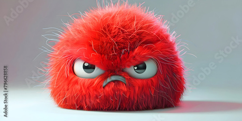 red fluffy animal grumpy faced cushion  ai generated. 