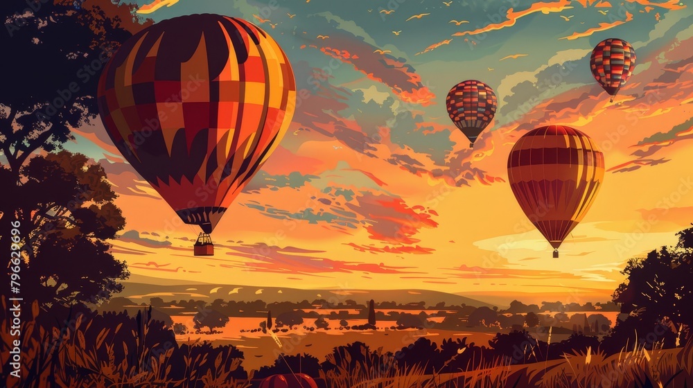 Hot Air Balloon Journey to the Sunset