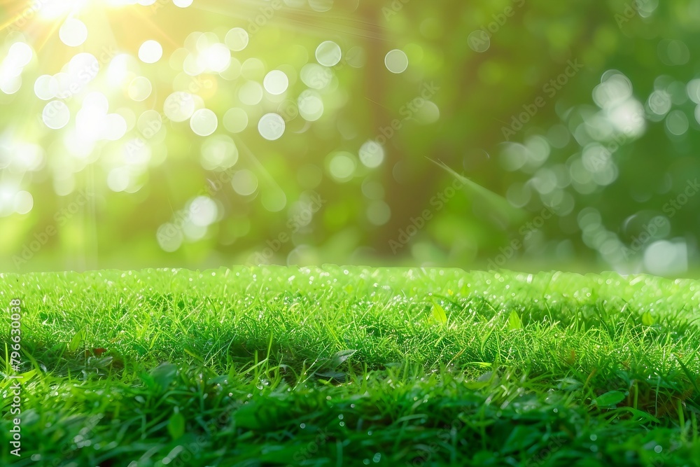 Nature green grass with bokeh background. generative ai.