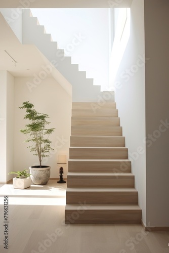 Foyer staircase architecture building.