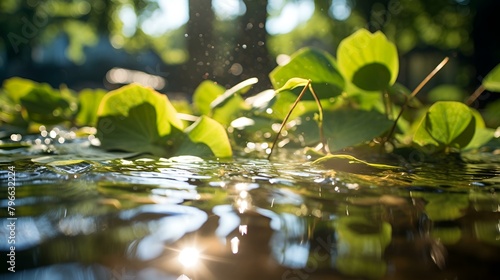  Transparent vector illustration of a water lily soaking up the sun's rays