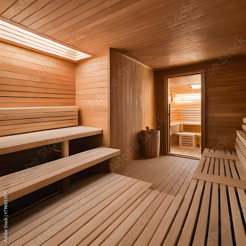 Wooden sauna to sweat, ai-generatet