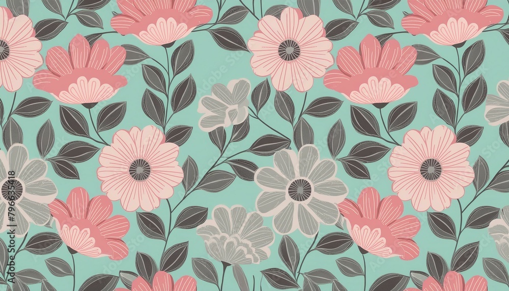 Vintage Blossoms: Pink and Gray Floral Harmony