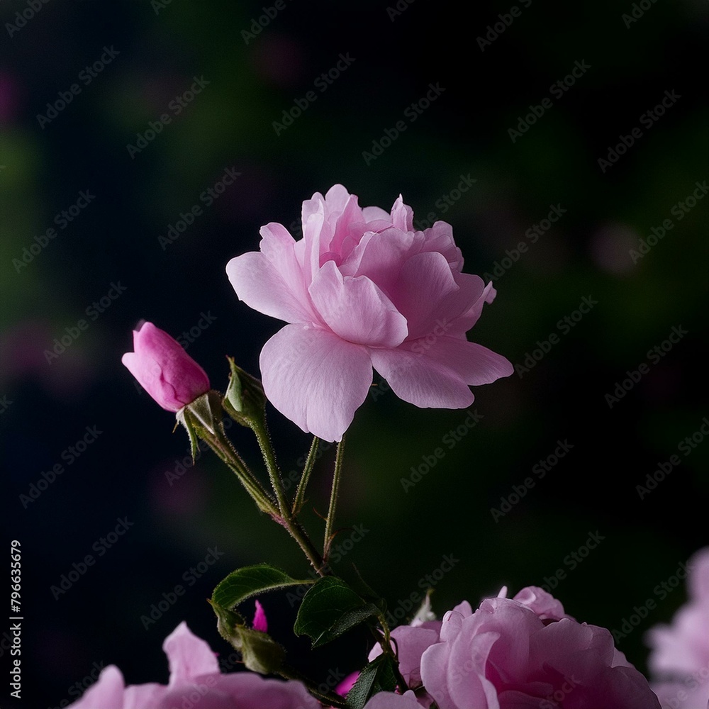 Obraz premium pink rose with dark background