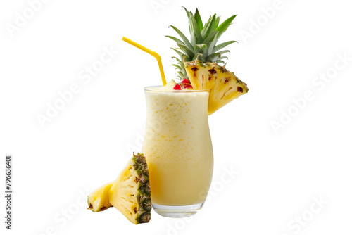 Refreshing Pina Colada Cocktail Garnished with Pineapple