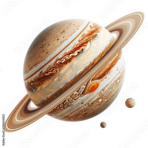 Planet Saturn isolated on white background ai technology