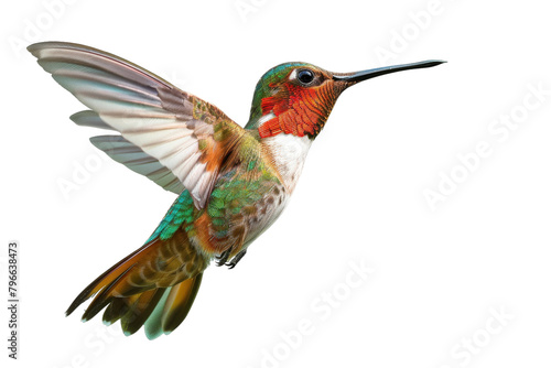 An image showcasing A hummingbird with stunning blend of White and other colors.