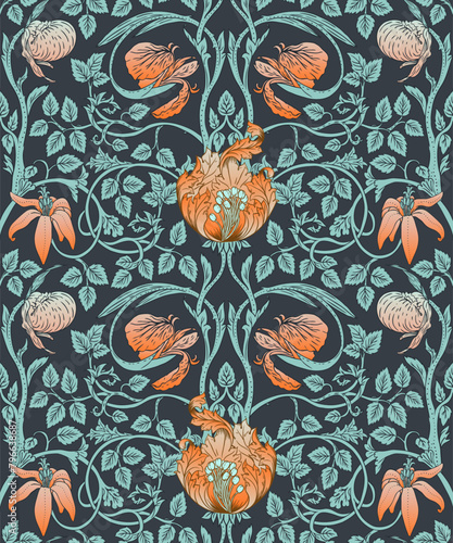 Floral vintage seamless pattern for retro wallpapers. Enchanted Vintage Flowe...