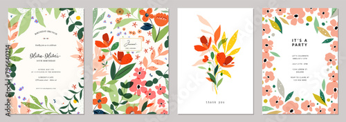 Elegant floral templates. For wedding invitation, birthday and Mothers Day cards, flyer, poster, banner, brochure, email header, post in social networks, advertising, events and page cover.
