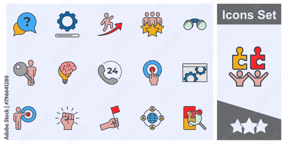 Business teamwork icon set symbol collection, logo isolated vector illustration