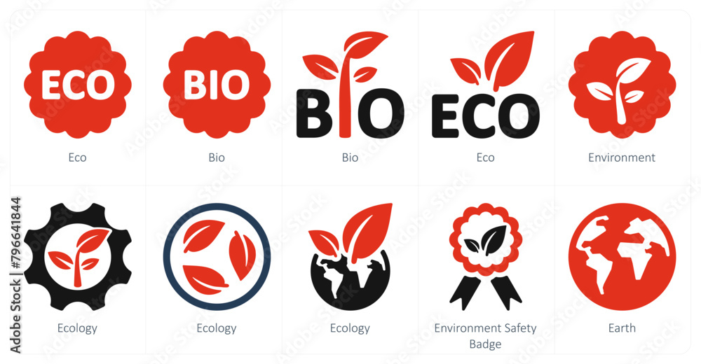 A set of 10 Ecology icons as eco, bio, environment