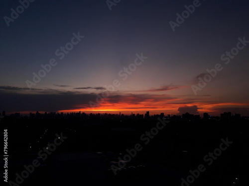 sunset over the city