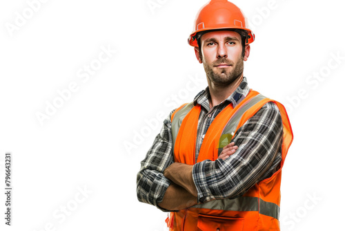 Skilled Construction Worker in Vibrant Orange Attire © rzrstudio