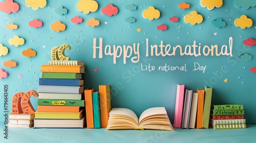 A Colorful Photo of an International Literacy Day Poster Background with the Text 