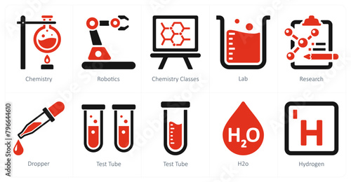 A set of 10 Science and Experiment icons as chemistry, robotics, chemistry classes photo