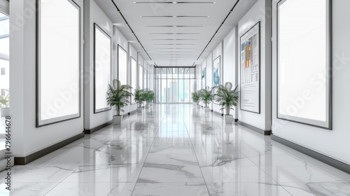 Clean white hallway leading into infinity