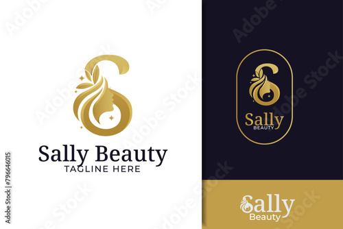 luxury monogram initial letter s silhouette of Face woman ,