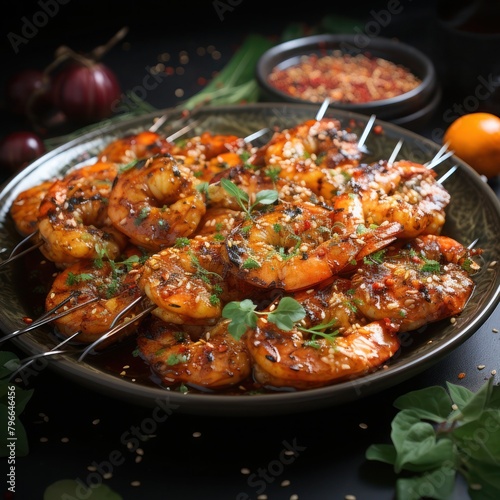 grill shrimp skewers infused with herbs and spices