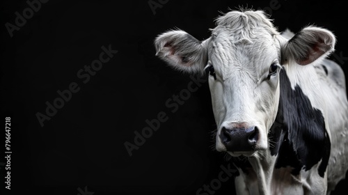 Beautiful Cow on a black background 