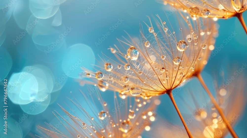 Dandelion covered in water droplets Dandelion covered in water droplets
