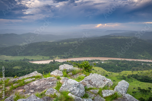 Port St Johns, umzimvubu river view from mount thesiger in the Transkei or Wild Coast region of South Africa 