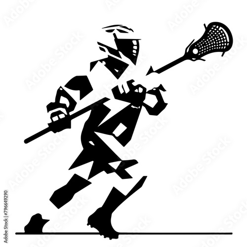 Minimalist vector art of lacrosse player