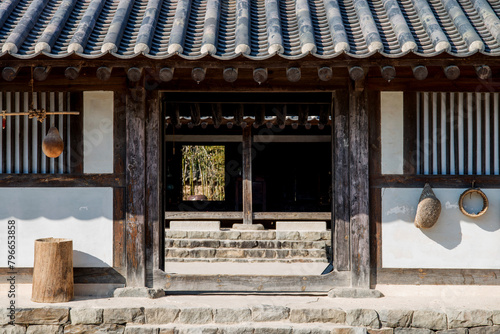 View of the gate in the old traditional Korean house