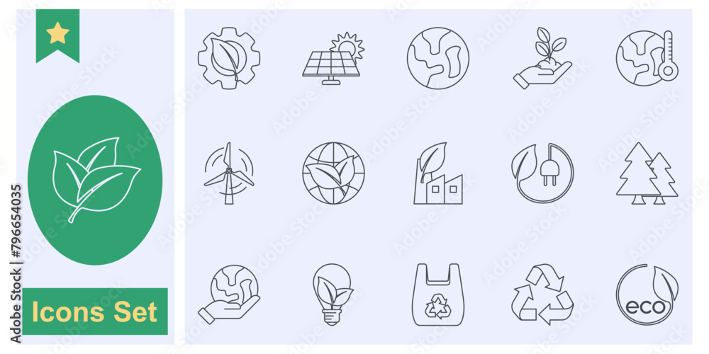 Ecology, Eco friendly, Environmental sustainability icon set symbol collection, logo isolated vector illustration Ecology, Eco friendly, Environmental sustainability icon set symbol collection, logo isolated vector illustration