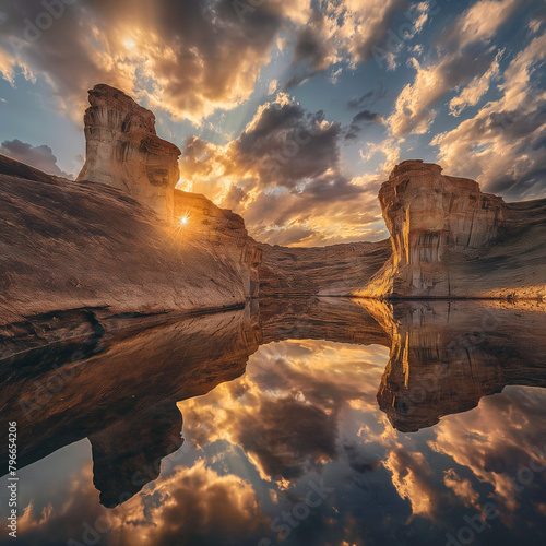 sunset over the grand canyon  Reflection Canyon stock photo 