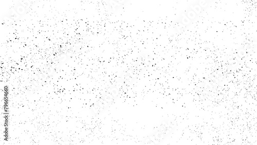 Black grainy texture isolated on white background. Distress overlay textured. Grunge design elements. Dust falling on transparent background. Vector illustration