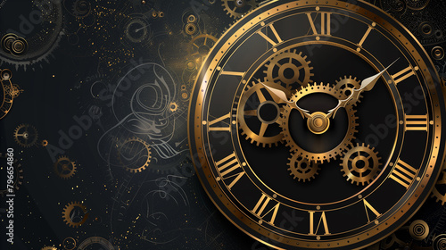 Beautiful Steampunk Grange Clock Gear Background
