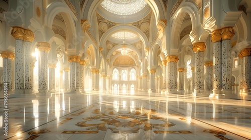 Exquisite Interior Design: Baiat Mosque Interior Space AI Image photo