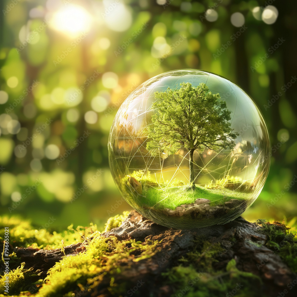 bubbles on green grass, Environment Concept - Green glass Globe with a Tree in the Forest With Sunlight. Sustainability Concept. Green world. stock photo bubbles on green grass, Environment Concept - Green glass Globe with a Tree in the Forest With Sunlight. Sustainability Concept. Green world. stock photo