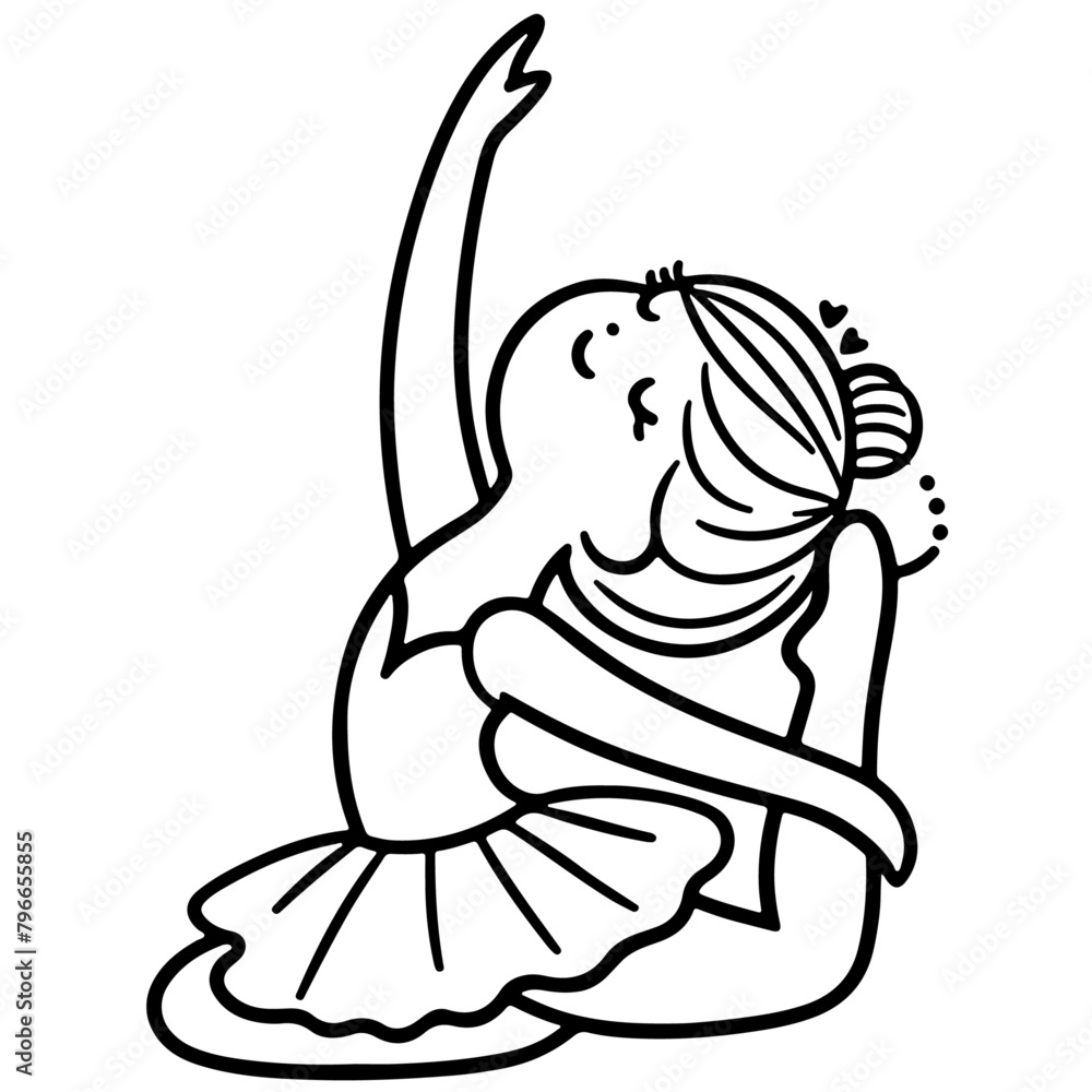 cute girl Princess ballet dancer gracefully bending backward in a backbend with one arm reaching towards the sky