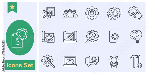 engineering icon set symbol collection, logo isolated vector illustration