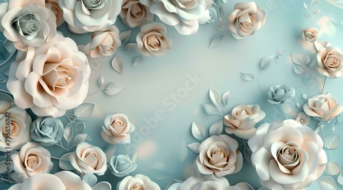 Watercolor pastel floral background with soft pastel colors, flowers and leaves, nature background for invitation, wedding card