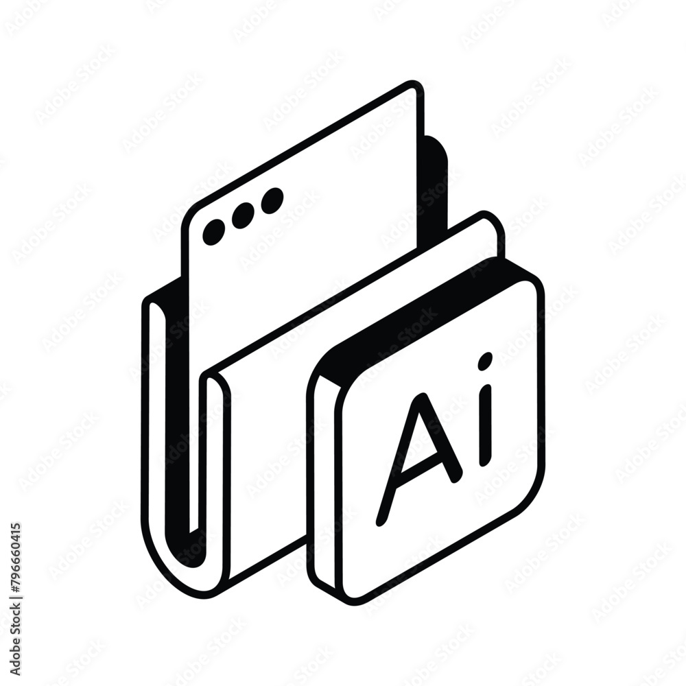 Artificial intelligence folder icon in isometric style, ready to use Artificial intelligence folder icon in isometric style, ready to use