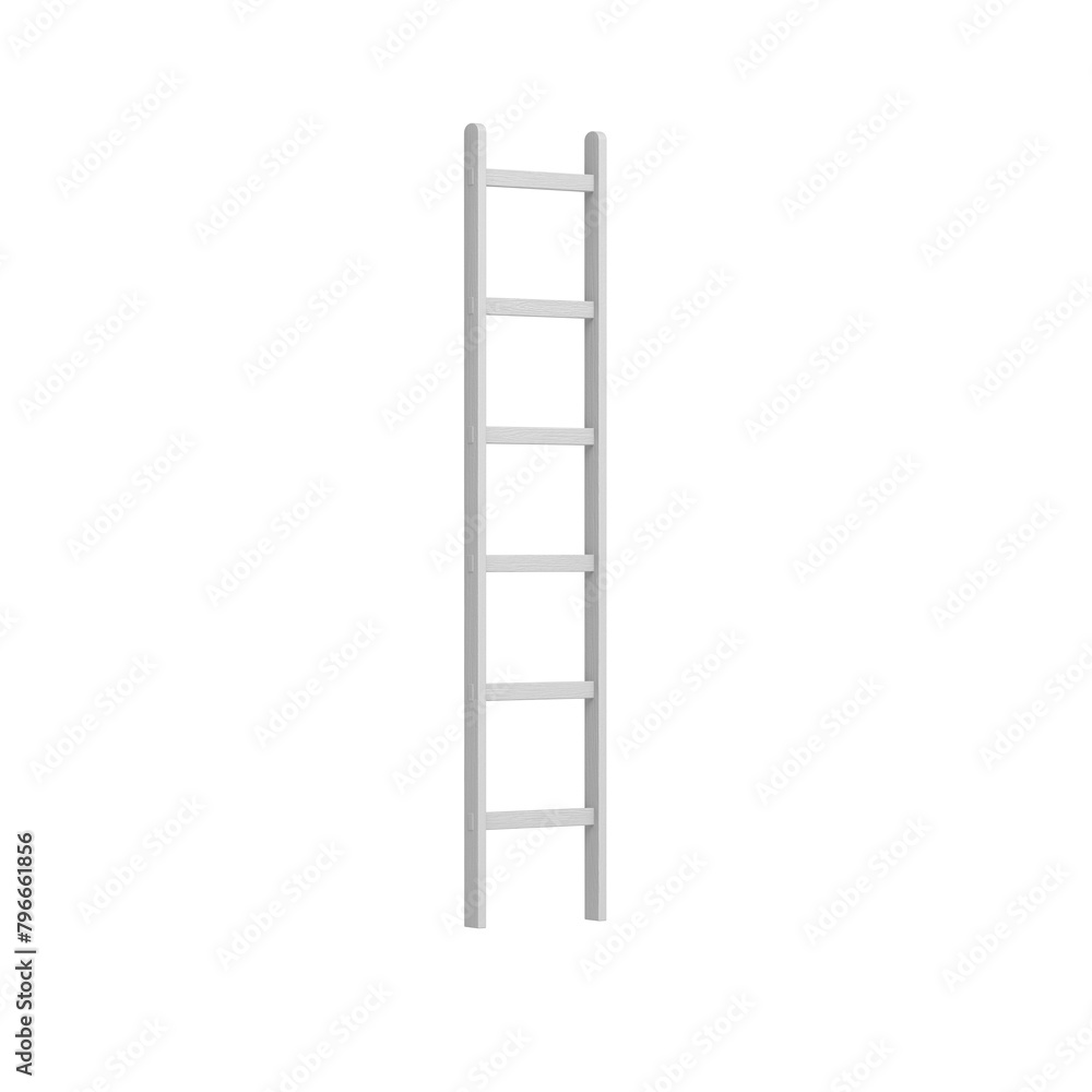 White wooden ladder. Isolated. Transparent background. 3d illustration. White wooden ladder. Isolated. Transparent background. 3d illustration.