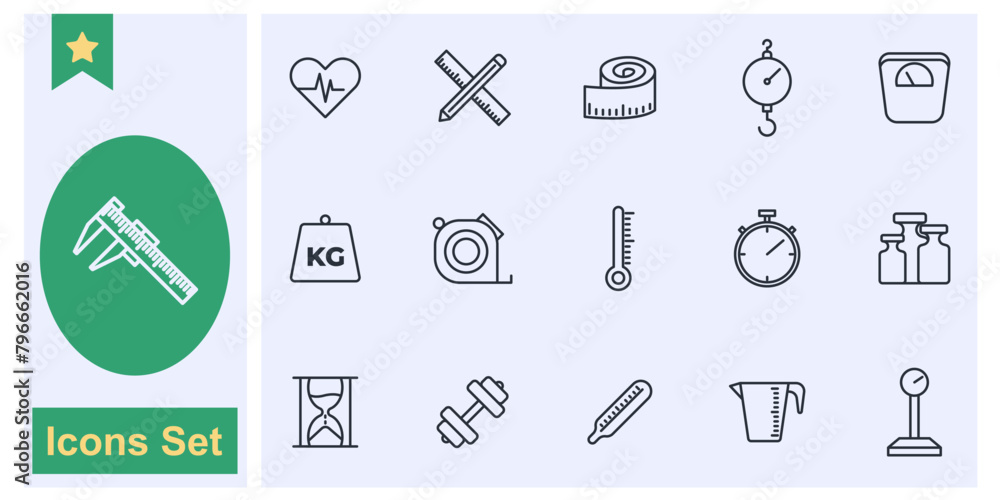 Measuring, measure icon set symbol collection, logo isolated vector illustration