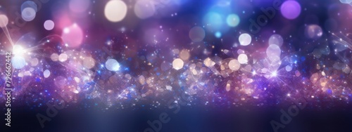 abstract glitter silver, purple, blue lights background. defocused. banner bokeh glow